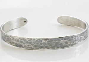 Sterling Silver Cuff Bracelet Men's & Women's Bracelet Hammered Cuff Bracelet - Picture 1 of 8