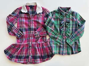 Ralph Lauren Blue Label cotton plaid Ruffle blouse and Dress Girls Size 6X - Picture 1 of 7