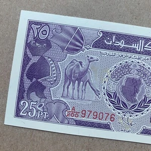 Camels Banknote Sudan 25 Piastres Currency Sudanese Paper Money Animal Bill - Picture 1 of 3