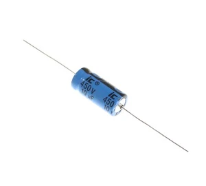 Condensador de aluminio electrolítico de plomo axial 15x 10uF 450V 10mfd 450VDC DC 85C - Imagen 1 de 1