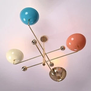 4 Lights Brass Orbital Pendant Lamp Ambient Glare Uplifting Light 54" Wide - Picture 1 of 10