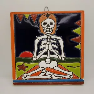 Female Yoga Namaste Skeleton Halloween Tile Decor - Picture 1 of 9