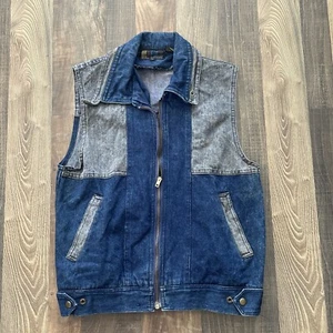 Brite N Sassy Denim Full Zip Vest Size Large - Picture 1 of 11
