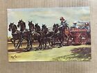 Postcard Victor Six-Pony Hitch Fire Department Wagon Comptometer Corp Chicago IL