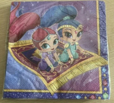 BNIP New Shimmer and Shine Magic Carpet Pack of 16 Party Napkins 33x33cm 2 Ply - Image 1 of 4