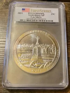 2011 Gettysburg, ATB 5 OZ SILBER PCGS FS MS69 PL - Bild 1 von 3
