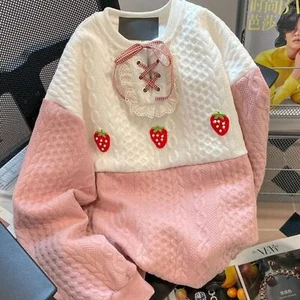 Sudadera Pullover Bordada Fresa | Top Kawaii Mujer #1382 - Imagen 1 de 7