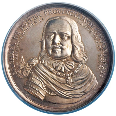 1670, Netherlands. Silver "Four Days Battle" Restrike Medal. (140gm!) NGC MS-65! - Image 1 of 3