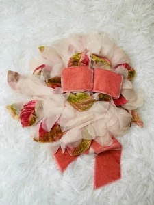 Wedding Veil Headpiece Vintage Boho/Hippie Style Floral Motif With Velvet Ribbon - Picture 1 of 5