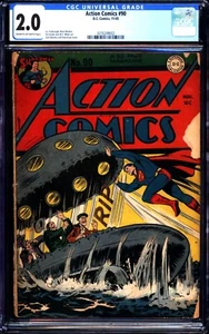 Action Comics #90 (1945) CGC 2.0 -- Jack Burnley & Stan Kaye U-Boot Cover - Bild 1 von 2