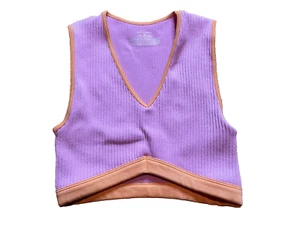 No Boundaries Seamless Retro Plunge Bralette Sports Bra Rib Crop Tank V-Neck M - Picture 1 of 4