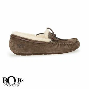 UGG DAKOTA ESPRESSO SUEDE/SHEEPSKIN MOCCASINS SLIPPERS SIZE US 9/UK 7.5/EU 40 - Picture 1 of 6