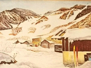 "Aspen Colorado" by Colorado Artist Bill Alexander 5" x 7" Blue Matted - Print - Picture 1 of 7