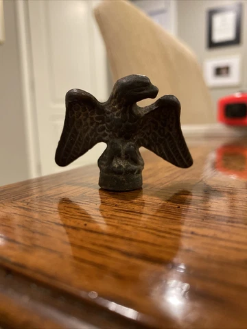 Small Brass Cast Iron Eagle Flag Pole Topper Finial Cover