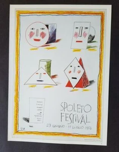 David Hockney "Spoleto Festival" Simplified Faces Poster Print offset Litho 1987 - Picture 1 of 3