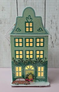Target Wondershop Lit LED Paper House Christmas Village Building Green Glitter - Picture 1 of 5