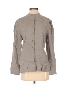 Eileen Fisher S Casual Quilted Jacket Lightweight Taupe Linen Cotton Womens Coat - Picture 1 of 6