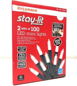 Sylvania Stay-Lit Platinum Led Mini Lights (Pure White) 2 sets of 100 - Picture 1 of 1