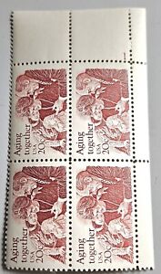 USA 1982, AGING TOGETHER, Plate Block of 4 MINT (MNH) Sc #2011 FREE SHIPPING 