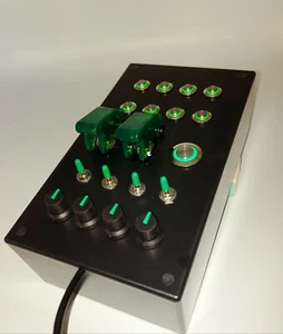 PC USB Button box 27 function metallic backlit Green simracing sim flight - Picture 1 of 3