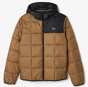 LACOSTE WATER-REPELLENT QUILTED PUFFED JACKET BH1666  BROWN/BLACK NEW WITH TAGS - Picture 1 of 16