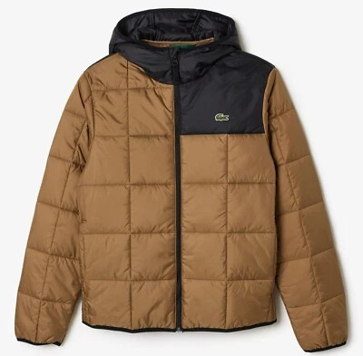 LACOSTE WATER-REPELLENT QUILTED PUFFED JACKET BH1666  BROWN/BLACK NEW WITH TAGS - Image 1 of 4