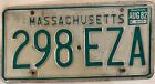 Massachusetts+vintage+1982+license+plate+298+EZA+Mass+August+MA