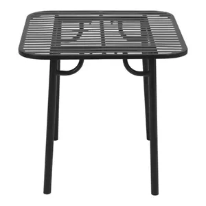Garden Slatted Plate Top Black Table Patio Deck Chairs Outdoor Furniture - Picture 1 of 16