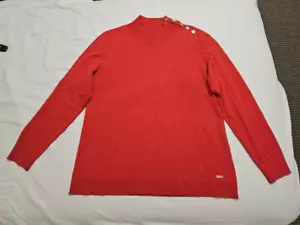 Calvin Klein Women’s Red Gold Accent Buttons Sweater Long Sleeve Size L - Picture 1 of 5