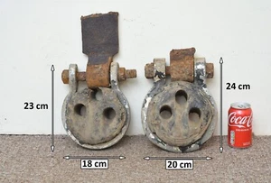 2x Bloque de madera antiguo barcos antiguos bloque de aparejo polea de madera polipasto ojo muerto - Imagen 1 de 9