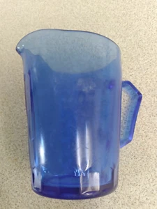 1930s Shirley Temple Blue Milk Pitcher Creamer Hazel Atlas Depression Glass - Picture 1 of 8