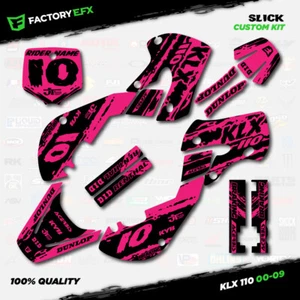 Black & Pink Slick Racing Graphics Sticker Kit fits Kawasaki KLX110 00-09 Decal - Picture 1 of 5