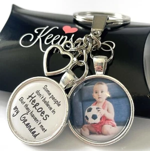 Personalised Photo Keyring Christmas Birthday Heroes Grandad Gift Present - Picture 1 of 3