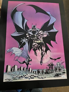 BATMAN SIGNED NEAL ADAMS CIRCA 1970 VINTAGE DC WARNER BROS LITHOGRAPH w/COA JSA - Picture 1 of 4