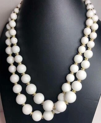 Collar 1252 Vintage En Capas Tono Blanco y Dorado 18" ** Foto 1 de 2