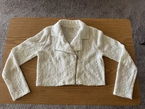 KnitWorks Girl’s size 14  Cream Cropped  Asymmetrical ￼Jacket - Picture 1 of 7