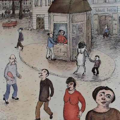 Kurt Mühlenhaupt Berliner Bilder 1981 Kreuzberg Plakat signiert Druckgrafik 1997 - Bild 1 von 4