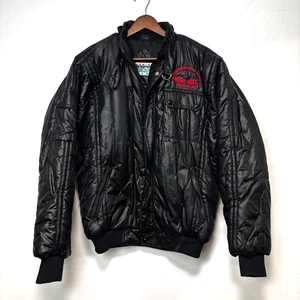 Vintage Turning Point Puffer Coat Black Full Zip 90s Trucker Bomber Mens Size M - Picture 1 of 7