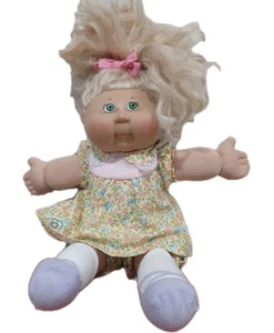 Cabbage Patch Puppe 2004 signiert blonde Haare grüne Augen PA 3 Blumenkleid - Bild 1 von 5