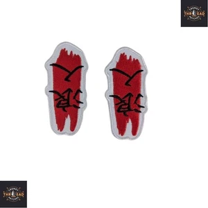 2 Pcs Ronin Samurai Patch Japanese Text Smeared Blood Embroidered Iron On - Picture 1 of 6