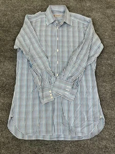 Turnbull & Asser Dress Shirt Mens 16 41 White Blue Check Button Up Long Sleeve - Picture 1 of 8