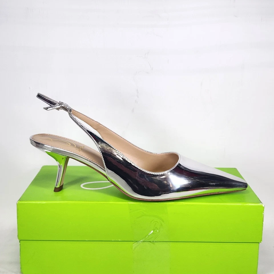 Size 9.5 - Sam Edelman Bianka Sling - Silver Patent - Image 1 of 4