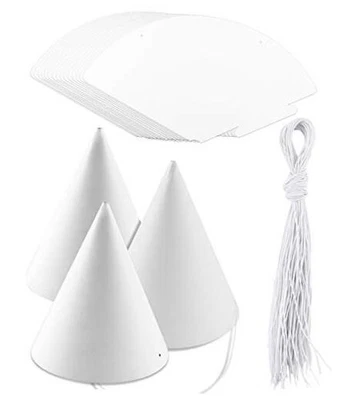  40 Piezas Blanco Fiesta Cono Sombreros Hágalo Usted Mismo Divertido Cumpleaños Fiesta Papel Conos Sombrero para  Foto 1 de 4