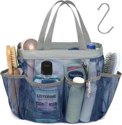 Mesh Shower Caddy Portable Navy Blue Upgrade Deeper 7 Pockets Shower Bag Basket - Image 1 of 4