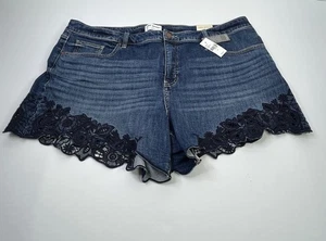 Pantalones Cortos Jean Lane Bryant Girlfriend Para Mujer’s 24 Azul + Dobladillo Bordado Tiro Medio Nuevos con Etiquetas - Imagen 1 de 15