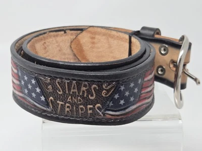 Cinturón Western Express Patriótico de Cuero Color Tooled Estrellas y Rayas de EE. UU. 36 EE. UU. Foto 1 de 4