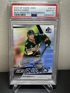 Brock Faber New Grooves Rookie Auto PSA 10 2023-24 Upper Deck SP Game Used - Picture 1 of 2