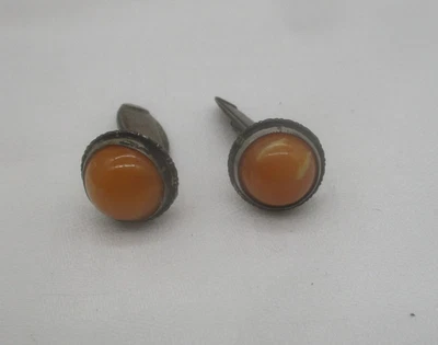 835 Silber – Antike Manschettenknöpfe „Butterscotch Bernstein“ (K20) - Bild 1 von 4