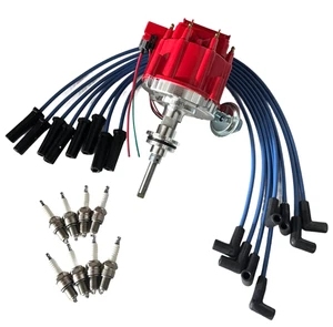 HEI Distributor + Wire Set + Spark Plugs For Dodge Ram Chrysler 318 340 360 Cu - Picture 1 of 11