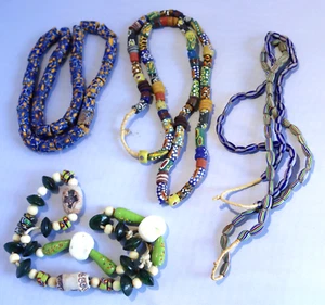 5 Antique Vintage African Trade Beads Venetian Glass Millefiori Beaded Necklace - Picture 1 of 14